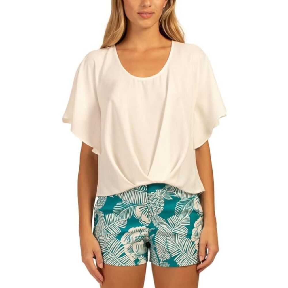 Trina Turk Whitewash Amour Top Women's Size Small White Dressy Blouse